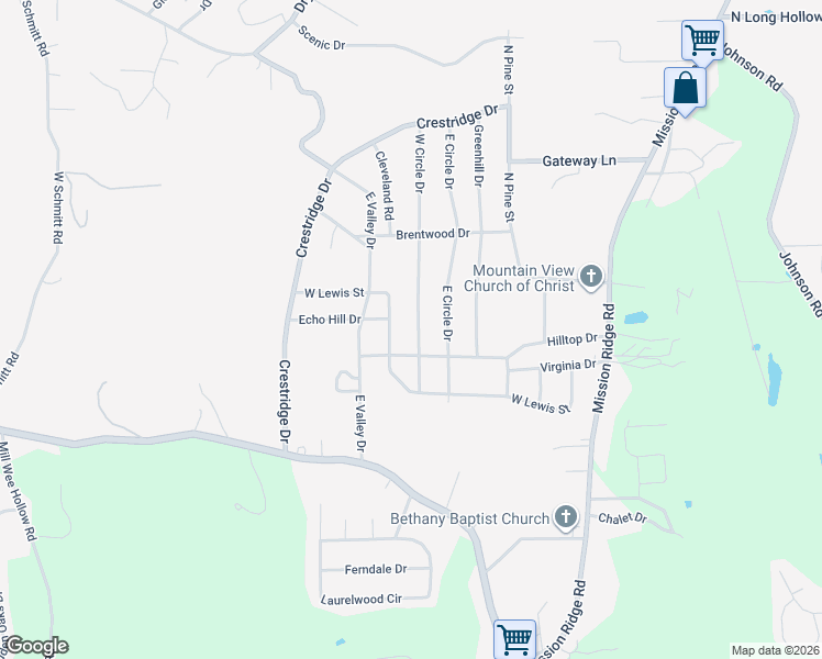 map of restaurants, bars, coffee shops, grocery stores, and more near 1019 West Circle Drive in Rossville