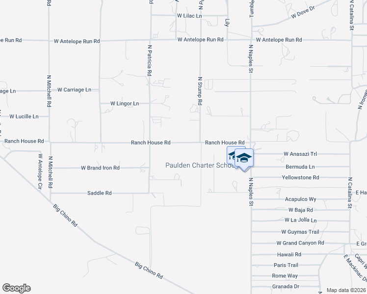 map of restaurants, bars, coffee shops, grocery stores, and more near 825 Ranch House Road in Paulden