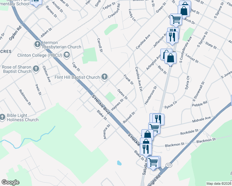 map of restaurants, bars, coffee shops, grocery stores, and more near 1206 Habitat Court in Rock Hill