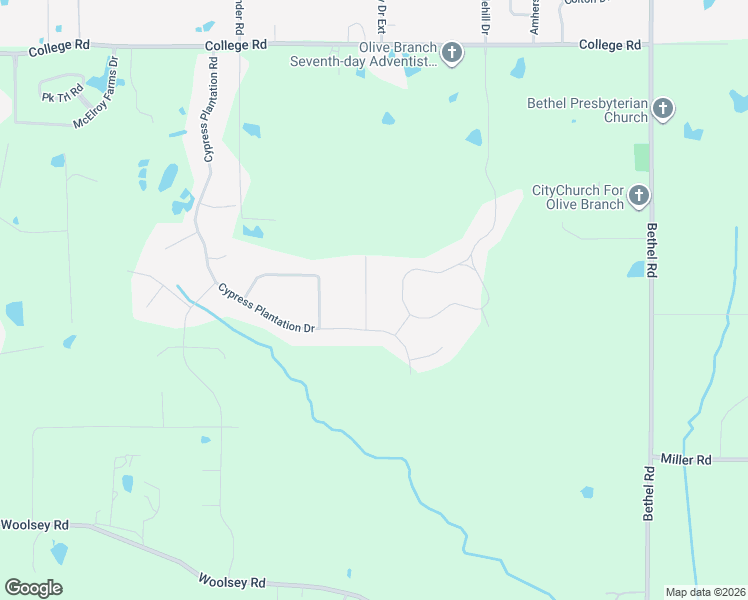 map of restaurants, bars, coffee shops, grocery stores, and more near 3386 Straw Bridge Road in Olive Branch