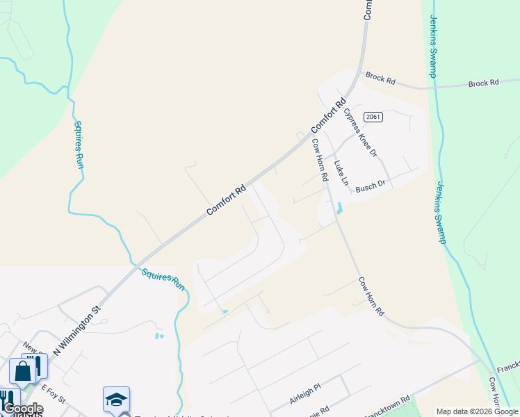 map of restaurants, bars, coffee shops, grocery stores, and more near 108 Maidstone Drive in Richlands