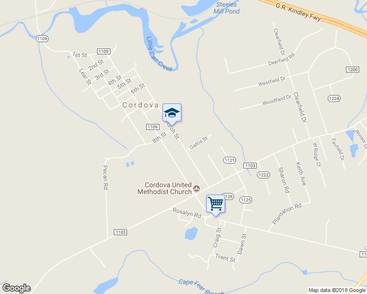 map of restaurants, bars, coffee shops, grocery stores, and more near 145 Church Street in Rockingham