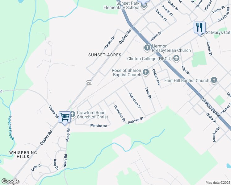 map of restaurants, bars, coffee shops, grocery stores, and more near 210 Booker Washington Street in Rock Hill