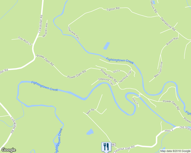 map of restaurants, bars, coffee shops, grocery stores, and more near 1365 Power Dam Road in Blue Ridge