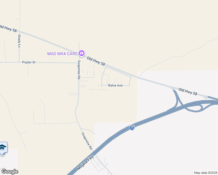 map of restaurants, bars, coffee shops, grocery stores, and more near 31101 Balsa Avenue in Barstow