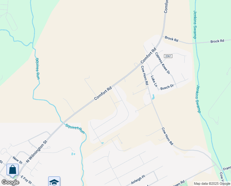 map of restaurants, bars, coffee shops, grocery stores, and more near 104 Maidstone Drive in Richlands