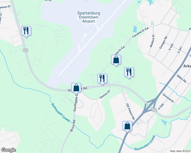 map of restaurants, bars, coffee shops, grocery stores, and more near 301 Carolina Drive Extension in Roebuck