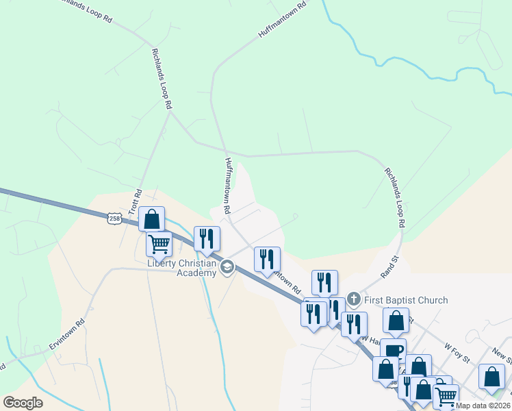 map of restaurants, bars, coffee shops, grocery stores, and more near 111 Cole Dr in Richlands