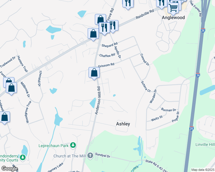 map of restaurants, bars, coffee shops, grocery stores, and more near 815 Exley Lane in Spartanburg