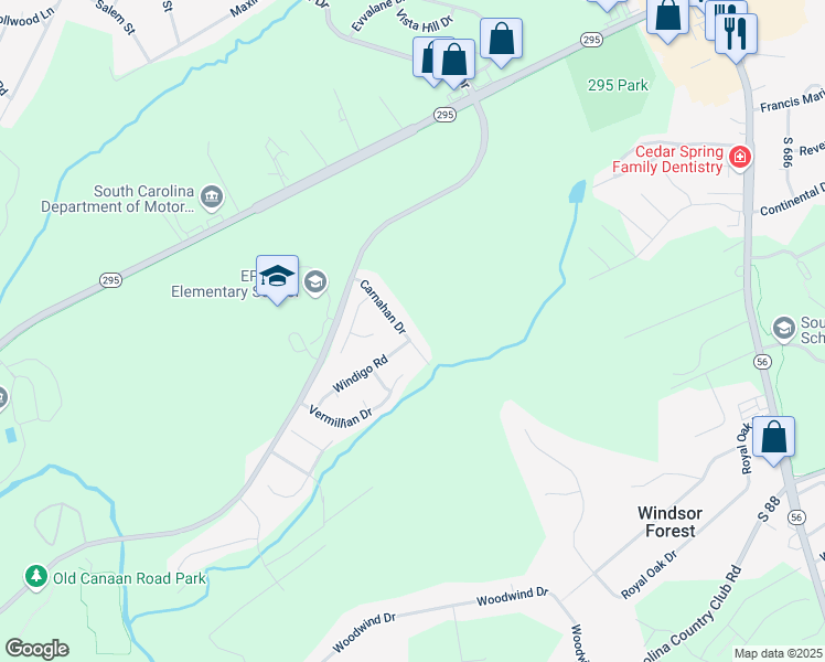 map of restaurants, bars, coffee shops, grocery stores, and more near 323 Carnahan Drive in Spartanburg