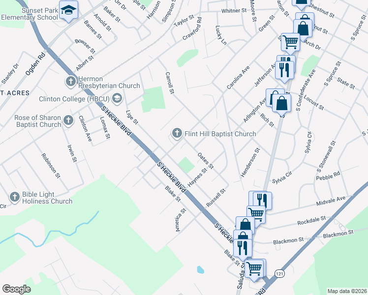 map of restaurants, bars, coffee shops, grocery stores, and more near 1214 State Route 288 in Rock Hill