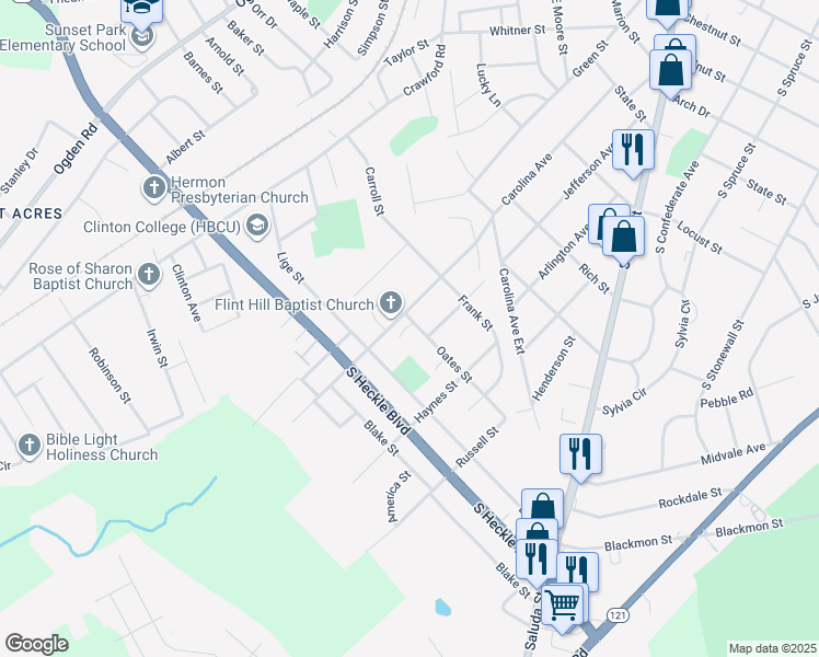 map of restaurants, bars, coffee shops, grocery stores, and more near 1214 State Route 288 in Rock Hill