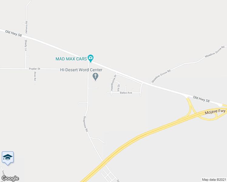 map of restaurants, bars, coffee shops, grocery stores, and more near 31060 Balsa Avenue in Barstow