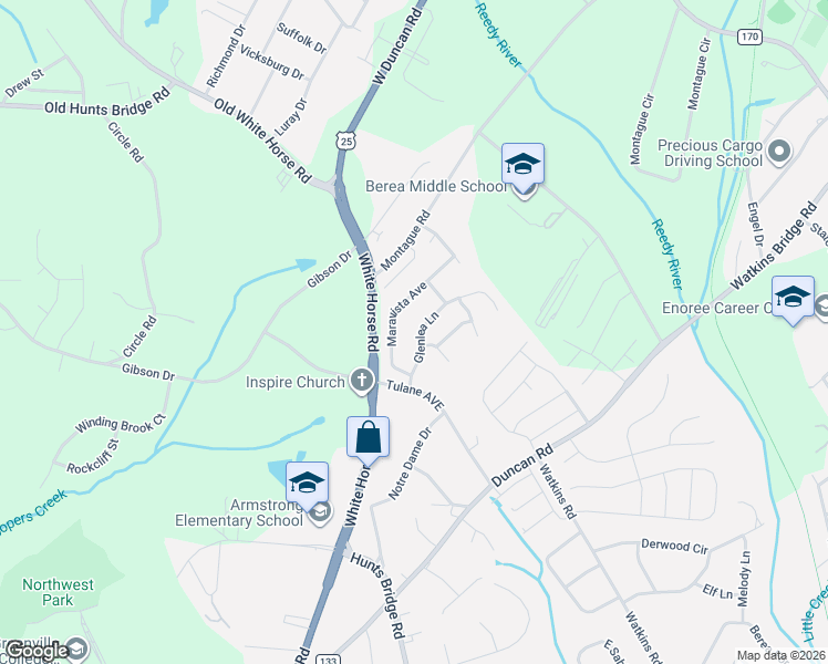 map of restaurants, bars, coffee shops, grocery stores, and more near 46 Maravista Avenue in Greenville