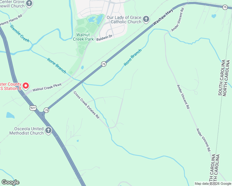 map of restaurants, bars, coffee shops, grocery stores, and more near 6830 Cross Creek Estates Road in Lancaster