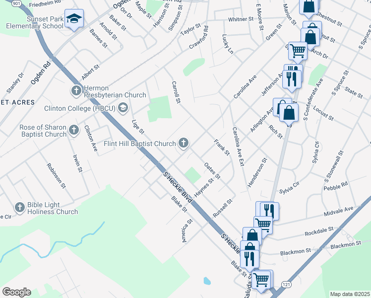 map of restaurants, bars, coffee shops, grocery stores, and more near 1214 State Route 288 in Rock Hill