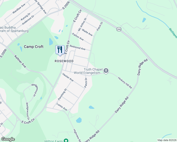map of restaurants, bars, coffee shops, grocery stores, and more near 753 Patch Drive in Spartanburg