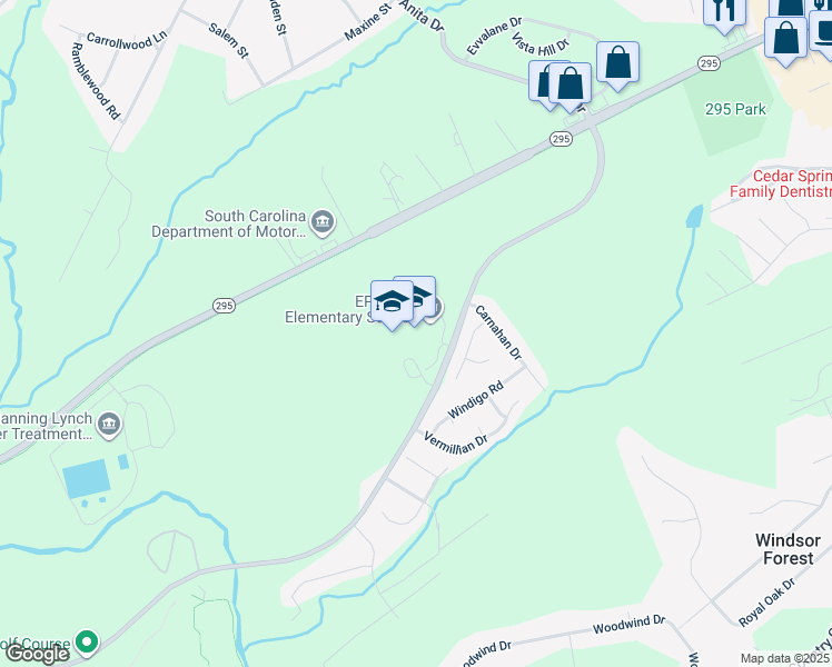 map of restaurants, bars, coffee shops, grocery stores, and more near 150 Old Canaan Road in Spartanburg