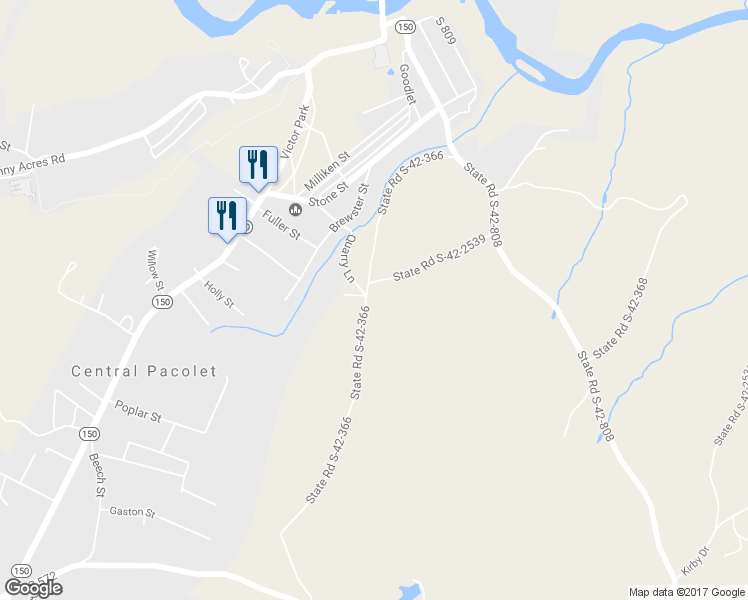 map of restaurants, bars, coffee shops, grocery stores, and more near 490 State Road S-42-366 in Pacolet