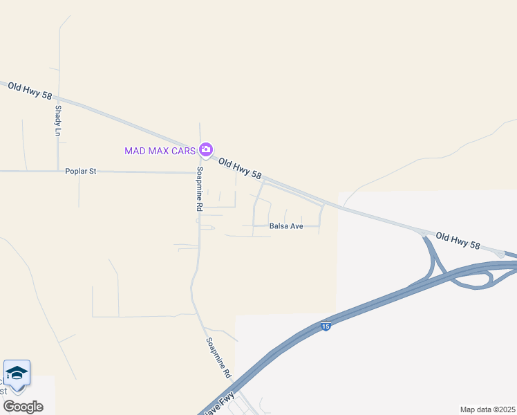 map of restaurants, bars, coffee shops, grocery stores, and more near 36405 Hawthorne Drive in Barstow