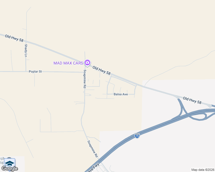 map of restaurants, bars, coffee shops, grocery stores, and more near Hawthorne Drive in Barstow