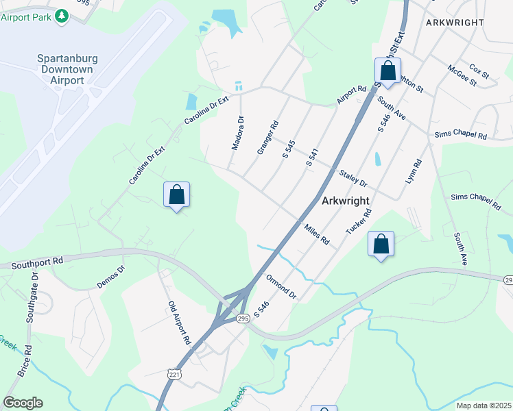 map of restaurants, bars, coffee shops, grocery stores, and more near 101 Miles Drive in Spartanburg