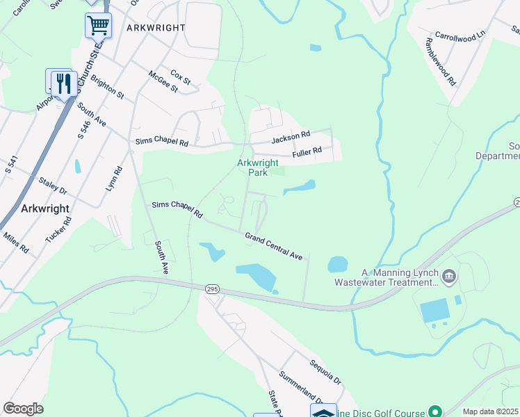 map of restaurants, bars, coffee shops, grocery stores, and more near 341 Junction Ridge Park in Spartanburg