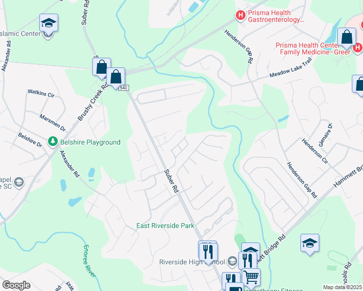 map of restaurants, bars, coffee shops, grocery stores, and more near 347 Intrepid Court in Greer