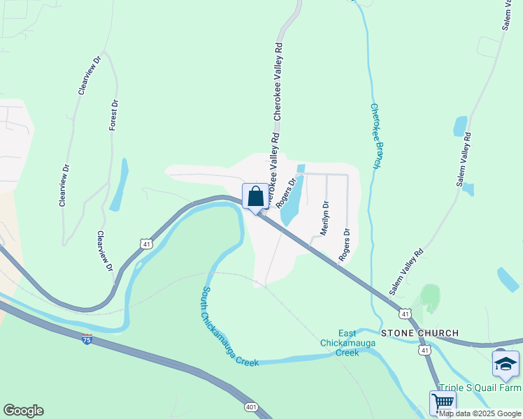 map of restaurants, bars, coffee shops, grocery stores, and more near 9497 U.S. 41 in Ringgold