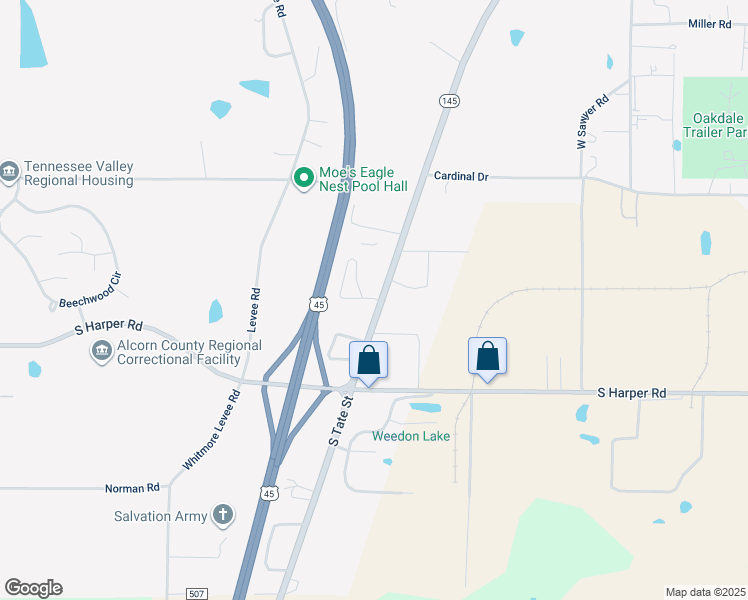 map of restaurants, bars, coffee shops, grocery stores, and more near 2008 South Tate Street in Corinth