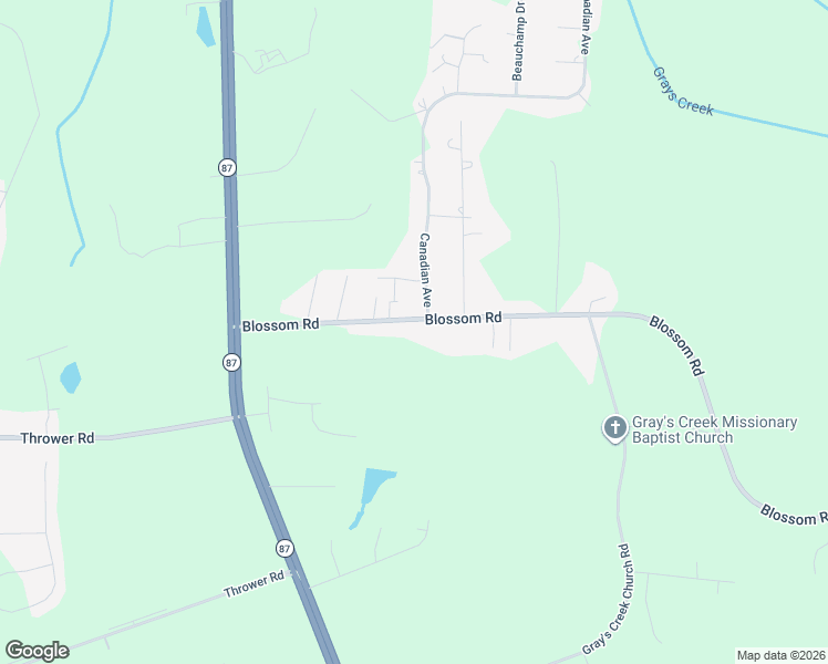 map of restaurants, bars, coffee shops, grocery stores, and more near 2754 Blossom Road in Hope Mills