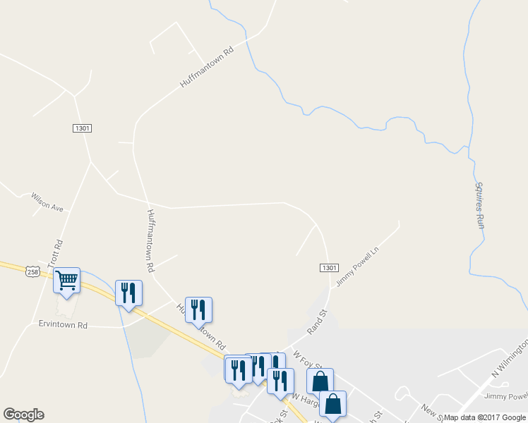 map of restaurants, bars, coffee shops, grocery stores, and more near 279 Richlands Loop Road in Richlands