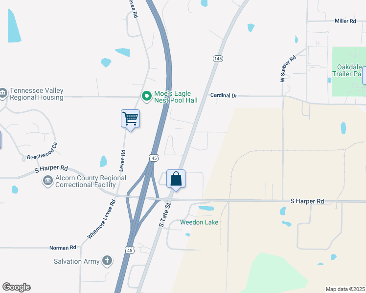 map of restaurants, bars, coffee shops, grocery stores, and more near 2008 South Tate Street in Corinth
