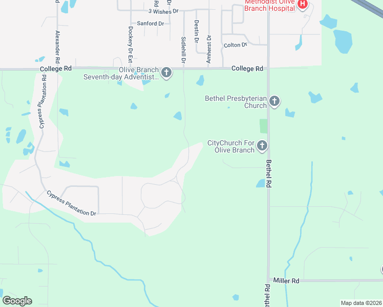map of restaurants, bars, coffee shops, grocery stores, and more near 3612 Iron Bridge Road in Olive Branch