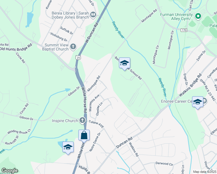 map of restaurants, bars, coffee shops, grocery stores, and more near 201 Perthwood Place in Greenville