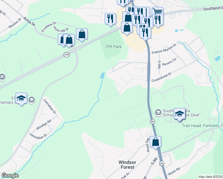 map of restaurants, bars, coffee shops, grocery stores, and more near 100 Oliva Drive in Spartanburg