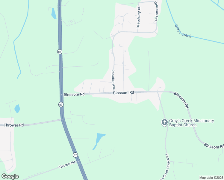 map of restaurants, bars, coffee shops, grocery stores, and more near 2754 Blossom Road in Hope Mills