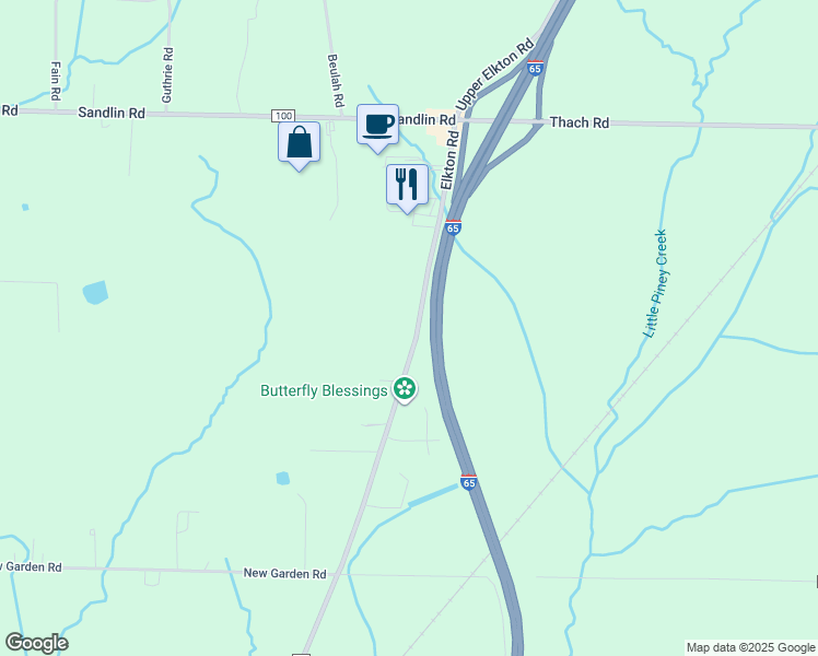map of restaurants, bars, coffee shops, grocery stores, and more near 25131 Elkton Road in Elkmont