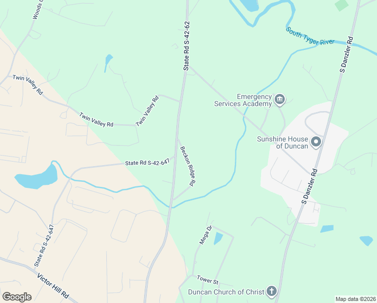 map of restaurants, bars, coffee shops, grocery stores, and more near 108 Beckon Ridge Road in Duncan