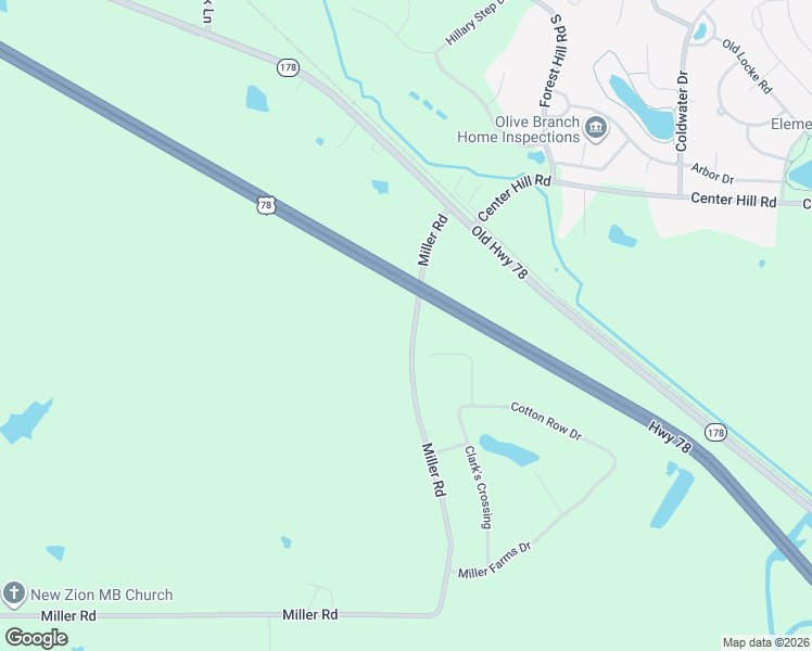 map of restaurants, bars, coffee shops, grocery stores, and more near 3641 Miller Road in Olive Branch