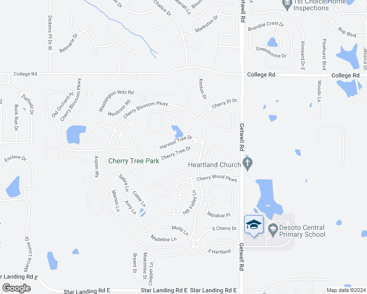map of restaurants, bars, coffee shops, grocery stores, and more near 2712 Cherry Tree Drive in Southaven
