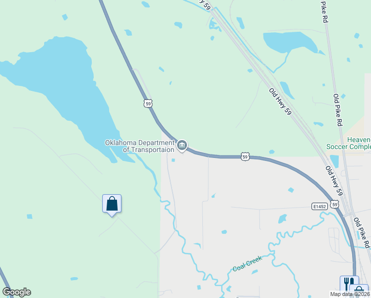 map of restaurants, bars, coffee shops, grocery stores, and more near 41919 U.S. 59 in Heavener