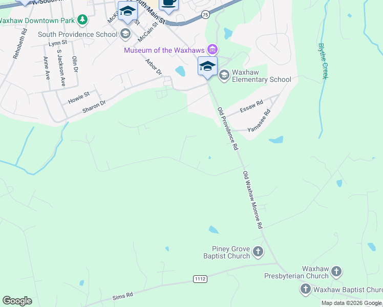 map of restaurants, bars, coffee shops, grocery stores, and more near 8706 Bishop Lane in Waxhaw