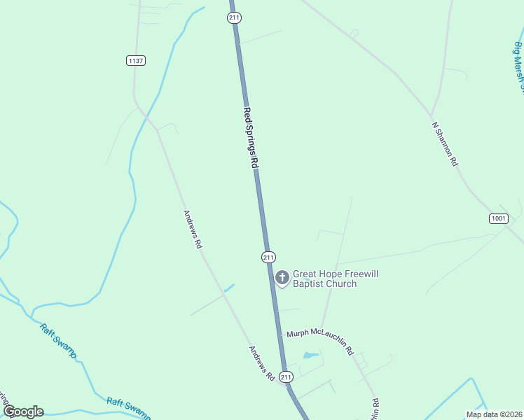 map of restaurants, bars, coffee shops, grocery stores, and more near 4440 Red Springs Road in Red Springs