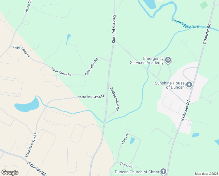 map of restaurants, bars, coffee shops, grocery stores, and more near 108 Beckon Ridge Road in Duncan