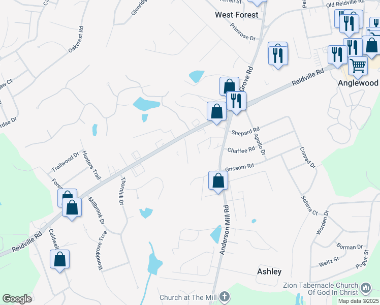 map of restaurants, bars, coffee shops, grocery stores, and more near 113 Coldspring Drive in Spartanburg