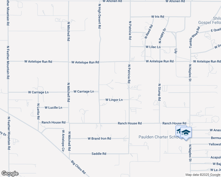 map of restaurants, bars, coffee shops, grocery stores, and more near 25285 N High Desert Rd in Paulden