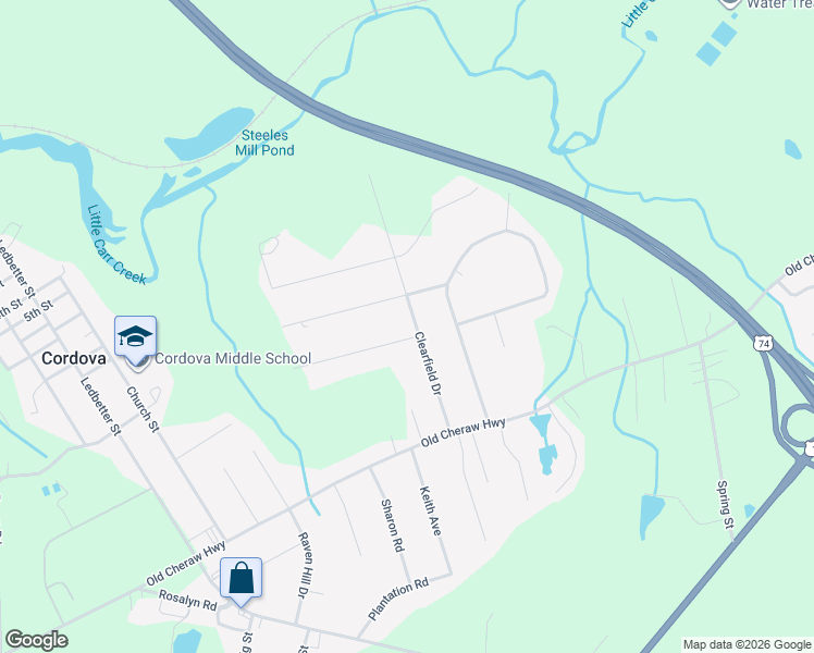 map of restaurants, bars, coffee shops, grocery stores, and more near 102 Woodfield Drive in Rockingham