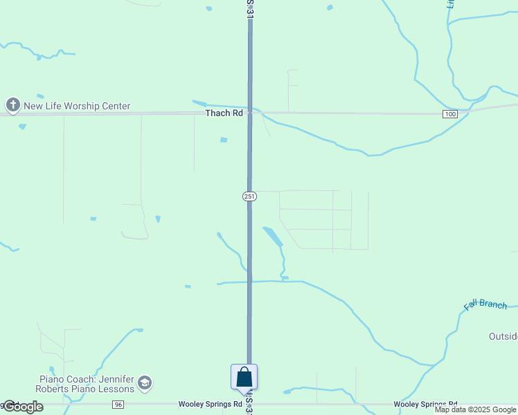 map of restaurants, bars, coffee shops, grocery stores, and more near 24670 Alabama 251 in Toney