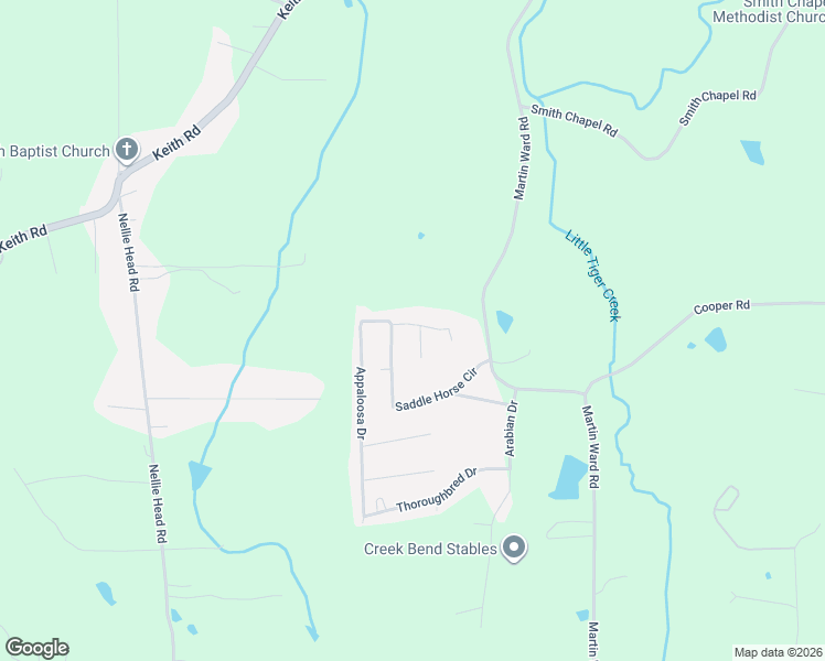 map of restaurants, bars, coffee shops, grocery stores, and more near 137 Appaloosa Drive in Tunnel Hill